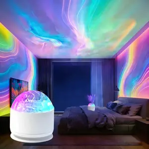 2-in-1 Ocean Wave & 3D Water Ripple Projector Light, 16-Color Ambient Lamp with Remote for Bedroom, Bathroom & Relaxing Night Vibes