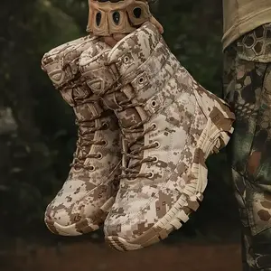 Men’s lightweight combat motorcycle boots, waterproof hunting shoes, camouflage lightweight hiking shoes, rubber boots