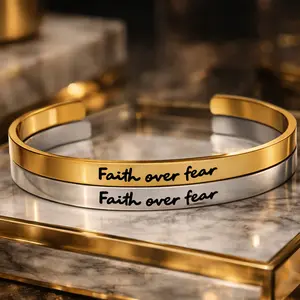 Faith Over Fear Gold Plated Bangle