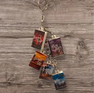 Personalized Mini Book Charm Chain: Gold, Silver, or Gun Metal Black Bookish Accessory | 5 books per chain | Choose Books from List