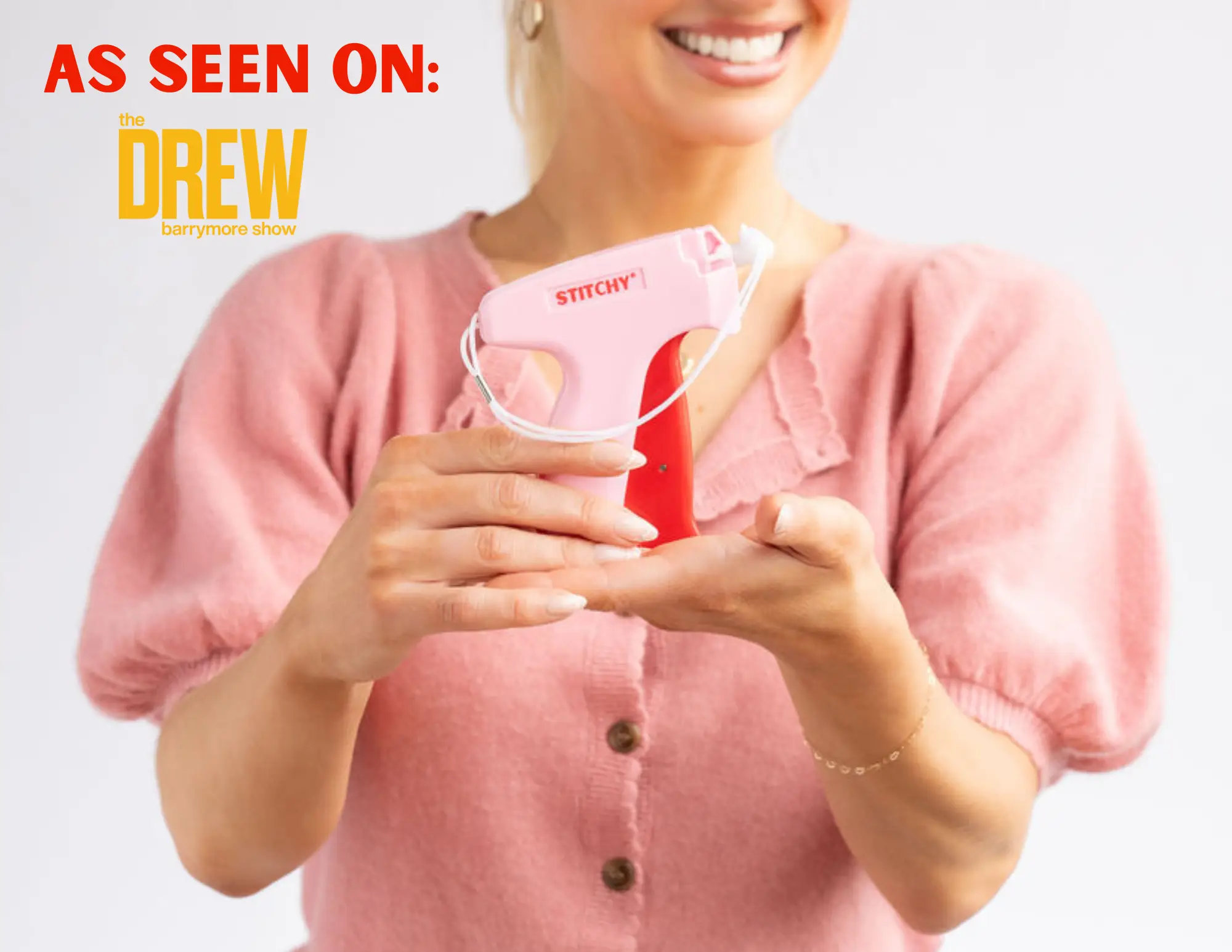 Stitchy 2.0 - Alter Your Clothing Instantly - 1 Red and Pink Stitchy with 1000 Micro Stitches - At-Home Alterations - Wardrobe Assistant