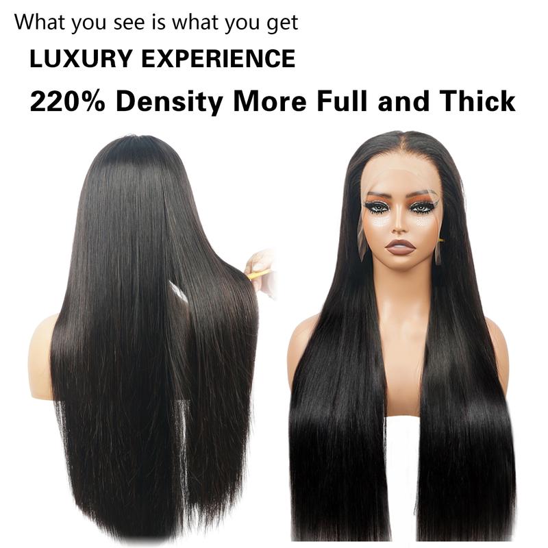 QUANDIAN 13x6 Balayage Highlight Lace Front Double Drawn Wig Human Hair 220% Density Pre Bleached Tiny Knots Straight Hair FB/27 Ombre Wig Springtok