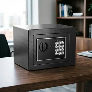 Heavy duty digital security safe box with dual keys, solid steel construction, reliable protection for daily indoor storage.