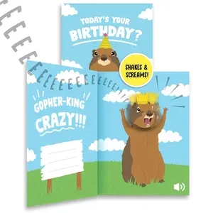 CENTRAL 23 Funny Birthday Card With Sound - Screaming Gopher - Annoying Birthday Card For Men Women - Hilarious Greeting Cards Surprise Prank Music - Gifts For Mom Dad Him Her - Comes With Stickers
