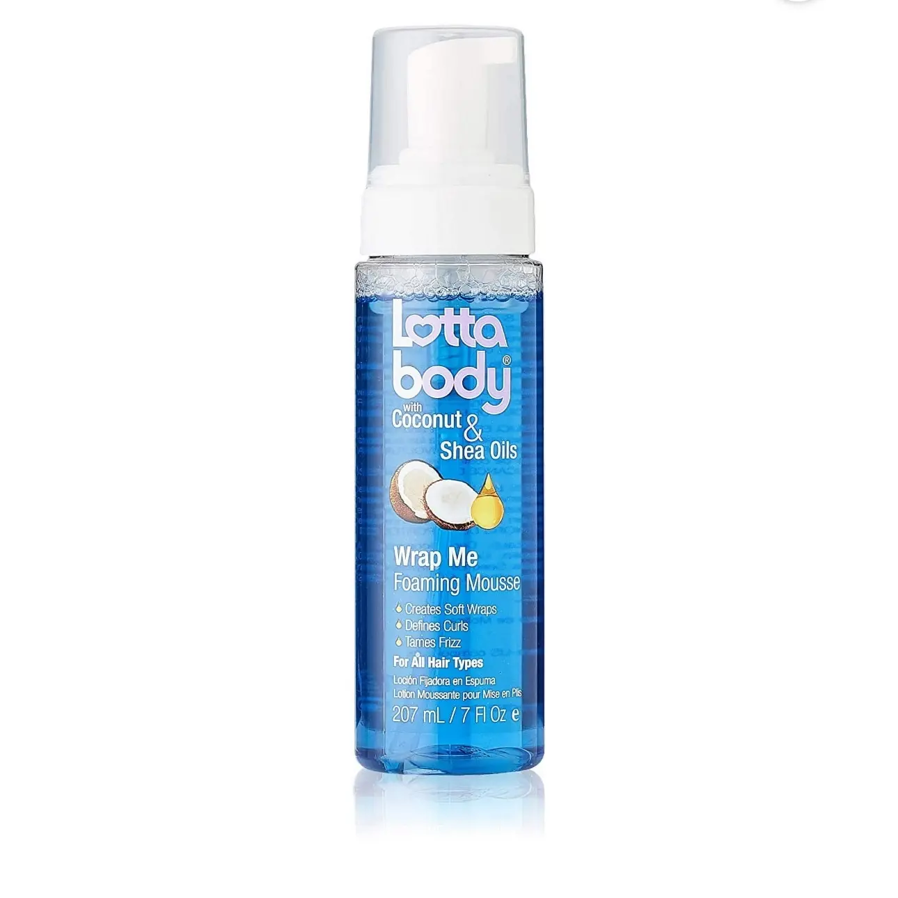 Lottabody Coconut Oil and Shea Wrap Me Foaming Curl Mousse , Creates Soft Wraps, Hair Mousse for Curly Hair, Defines Curls, Anti Frizz, 7 Fl Oz