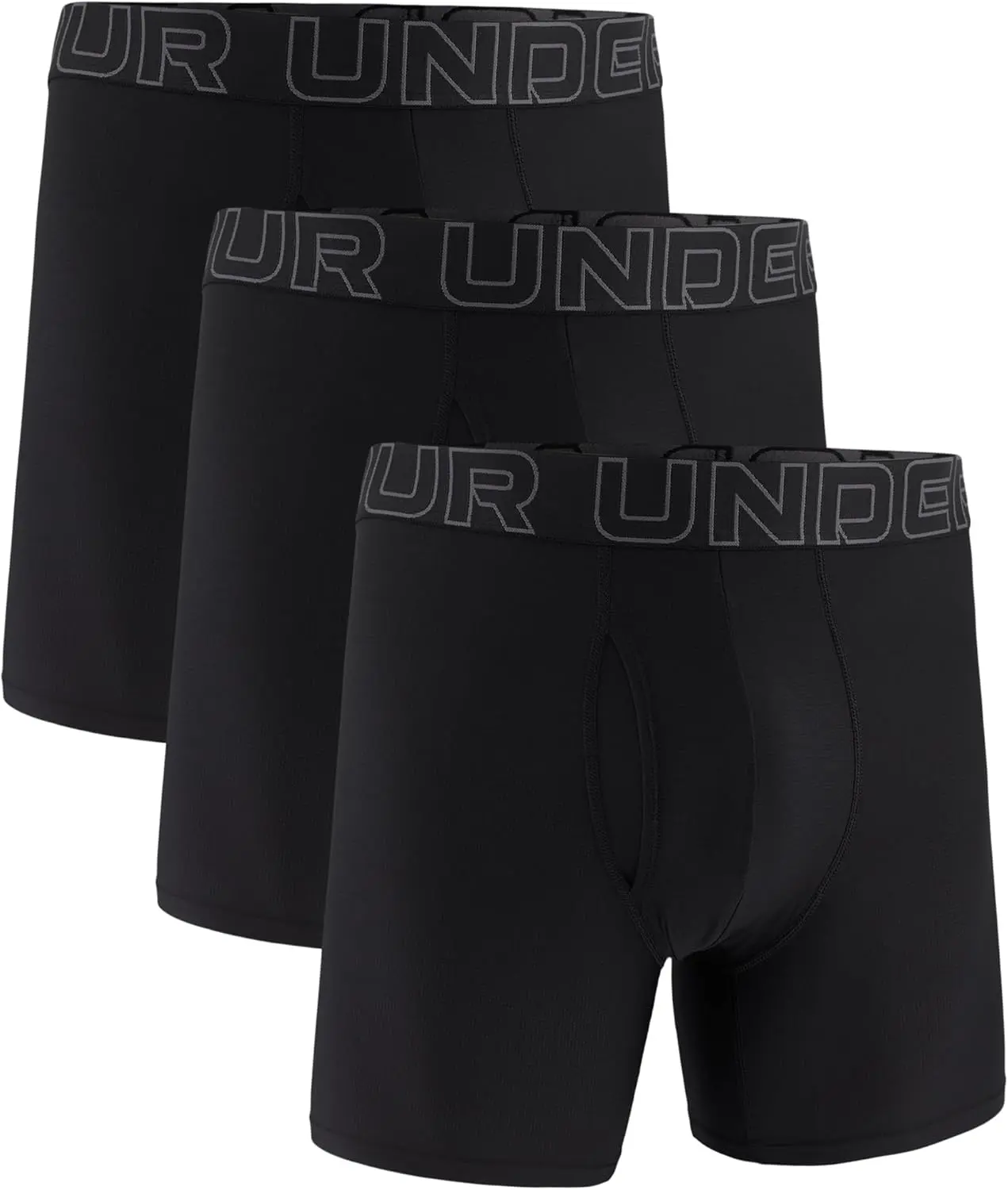 UNDER ARMOUR Men's Performance Tech Mesh Boxerjock Briefs, 6" 3-Pack, Plain Fabric with 4-Way Stretch, Breathable