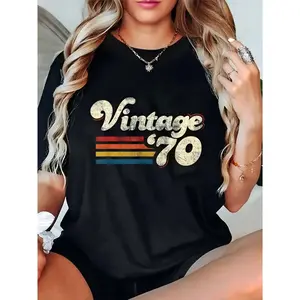 Unisex Vintage 1970 Birthday T-Shirt Vintage Retro Birthday Tees Casual Top