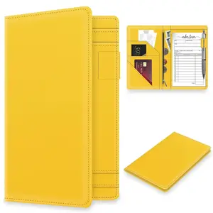 Server Book with Zipper Pocket for Waitress, Cute Waiter Server Wallet, Booklet Restaurant Waitstaff Organizer, Serving Guest Check Book Holder Money Pocket Fits Server Apron, Yellow