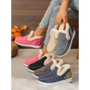 Women's Winter One-Step Slip-On Fur Lined Warm Single Shoe, Casual Fashion Footwear for Cold Weather, Comfortable and Stylish Design, Slip On Shoes