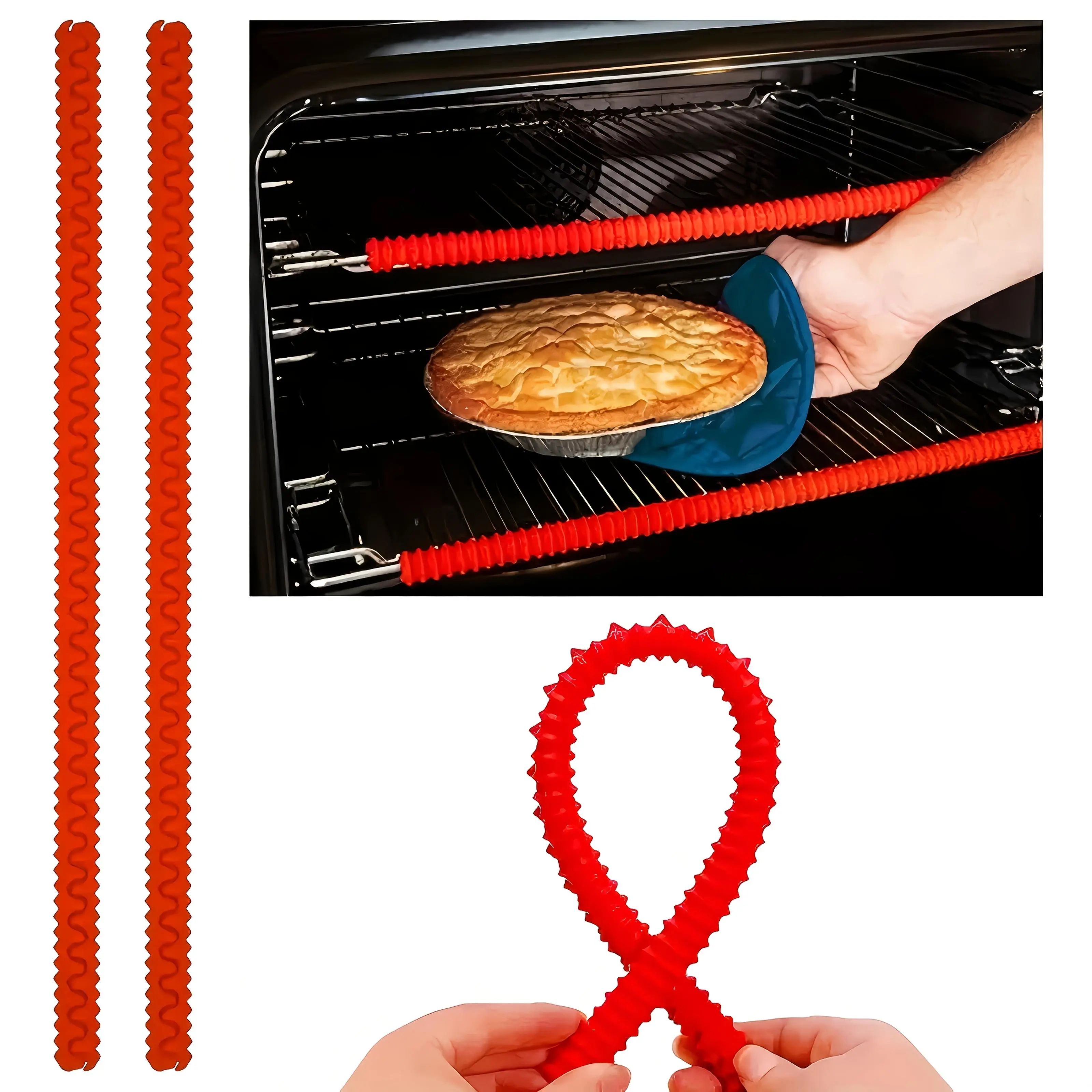 TIGERPOWER Silicone Oven Rack Edge Guards, 2/3-Pack 14-Inch Heat Resistant Finger Guards, Specialty Kitchen Utensils for Oven Safety, RV Cooktop Burn Prevention