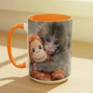 [Sale Up To 50%] Punch The Monkey Ceramic Mug, Viral Panchi-kun Japanese Macaque Cup, Emotional Support Animal Lover Gift, Hang In There Encouragement Mug, 11oz ceramic accent mug