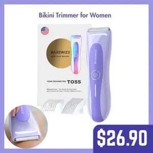 Electric Bikini Trimmer for Women, LED Light, IPX7 Waterproof, USB-C Rechargeable, Replaceable Ceramic Blade, Electric Razors for Women, Electric Body Hair Shaver