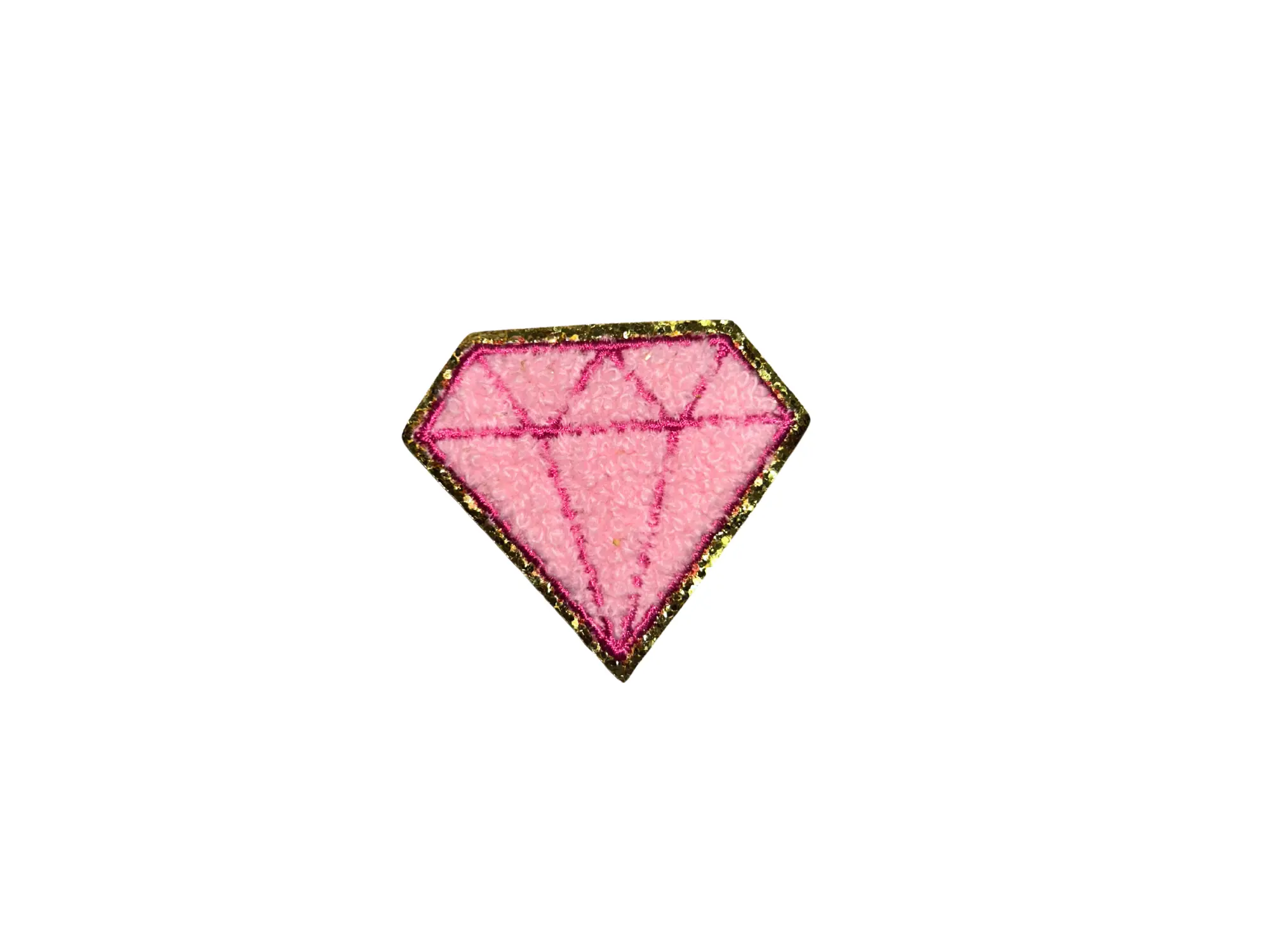 Pink Diamond Glitter Edge Embroidered Patch