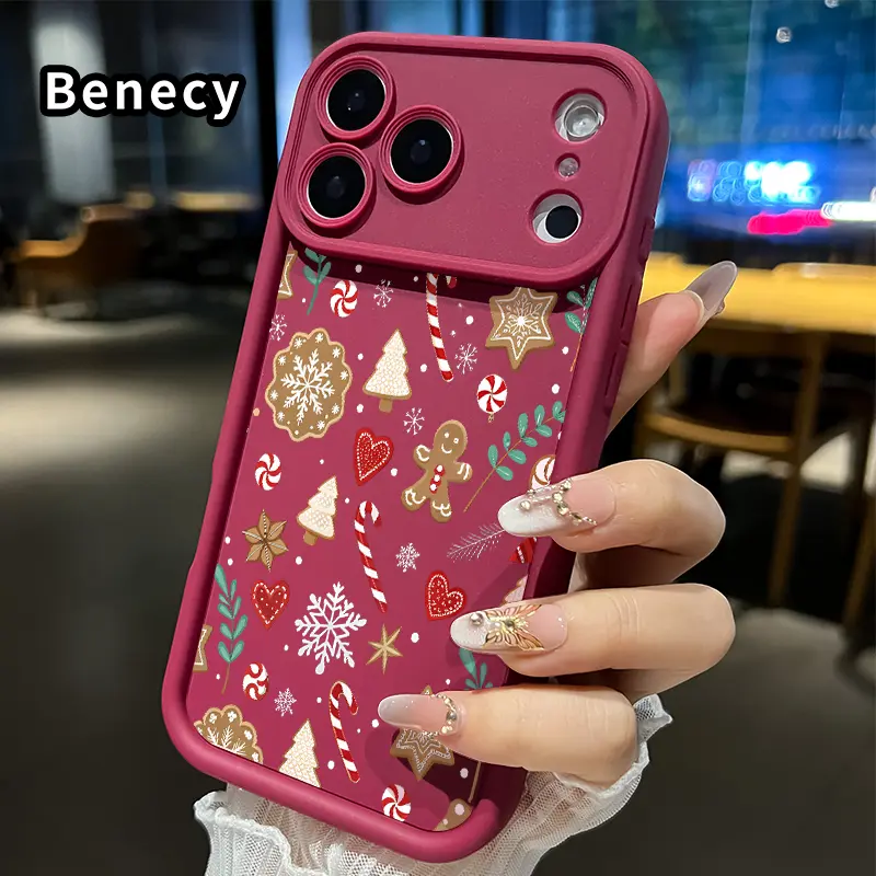 TPU Cellphone Case for iPhone 17 Pro Max,16,15,14 Plus,13,12 Mini,11,XR,X,XS,Air E - Christmas Cookie Dream Pattern, Handheld Pocket-Friendly, Shockproof Soft Protective Accessories for Mobile Devices, Protection