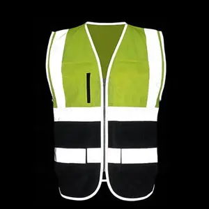 High Visibility Vest Broadcloth Pockets Reflective Strips Front & Back