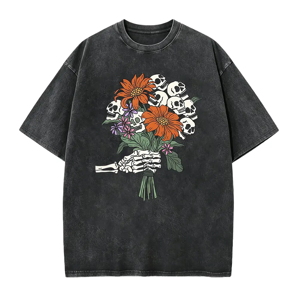 Skeleton Flowers Halloween Shirt, Skeleton Hand Bouquet Shirt, Halloween Gift Halloween Skeleton Shirt, Autumn Flowers Shirt