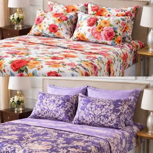 ( RANDOM ) 6-piece KING size PRINTED bedsheet set Soft Comfortable Easy to Use Wash Everyday Comfort
