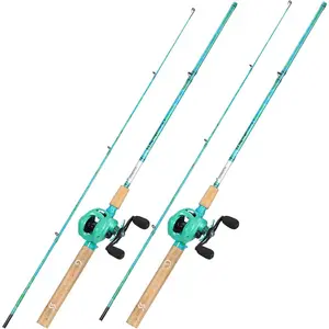Fishing Rod and Reel Combo, 2- 5-Foot 6-Inch Graphite & Fiberglass Rod, Durable and , Quickset Anti-Reverse Fishing Reel (1Pack/2Pack)