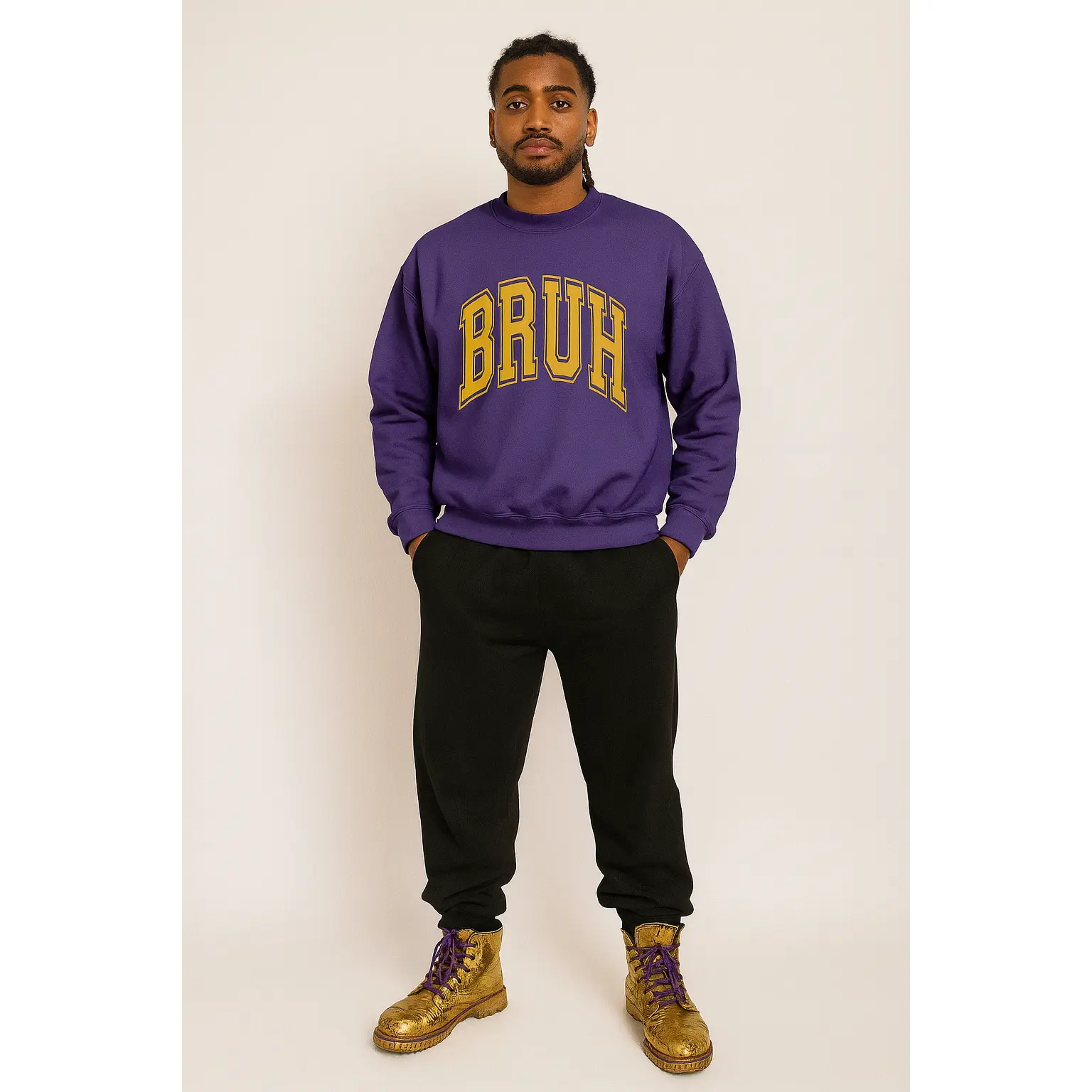Crewneck Sweatshirt, Omega Fraternity Purple and Gold 1911 Frat Bruh, Fraternity Apparel, Greek Life Sweatshirt, College Clothing, Frat