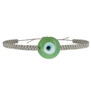 Daily Round Evil Eye Braided Bracelet - Green Eye Design, Braided Pattern Fashion Accessory