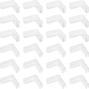 Glass Connector, 24 count Plastic L Shaped Glass Connectors Transparent 90  Glass Clamps Rimless Clip Holder for Fixing or DIY Fish , Glass  Display Cabinet