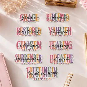 Christian Bible Journaling Sticker Bundle, Faith Word Stickers with Grace, Redeemed, Healing, Chosen, Breathe Designs for Planners & Bible Study