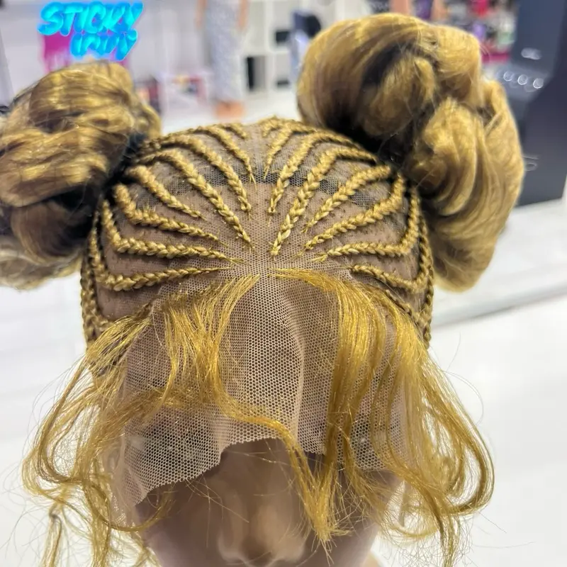 Braided wig cornrows high buns