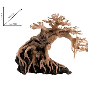 Bonsai Driftwood Aquarium Tree, Handcrafted Fish Tank Decoration, (7inch H x 10inch L x 6inch W ) Easy to Install