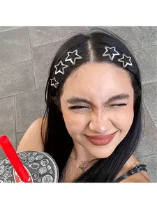 10pcs Y2K Star-Shaped Hair Clips - Non-Slip Silvery Metal Hair Accessories for Women, Perfect for Street Style, Valentine'S Day Gift, Secure Hold for Casual & Formal Hairstyles, Cute Hair Clips, Hair Clip Set