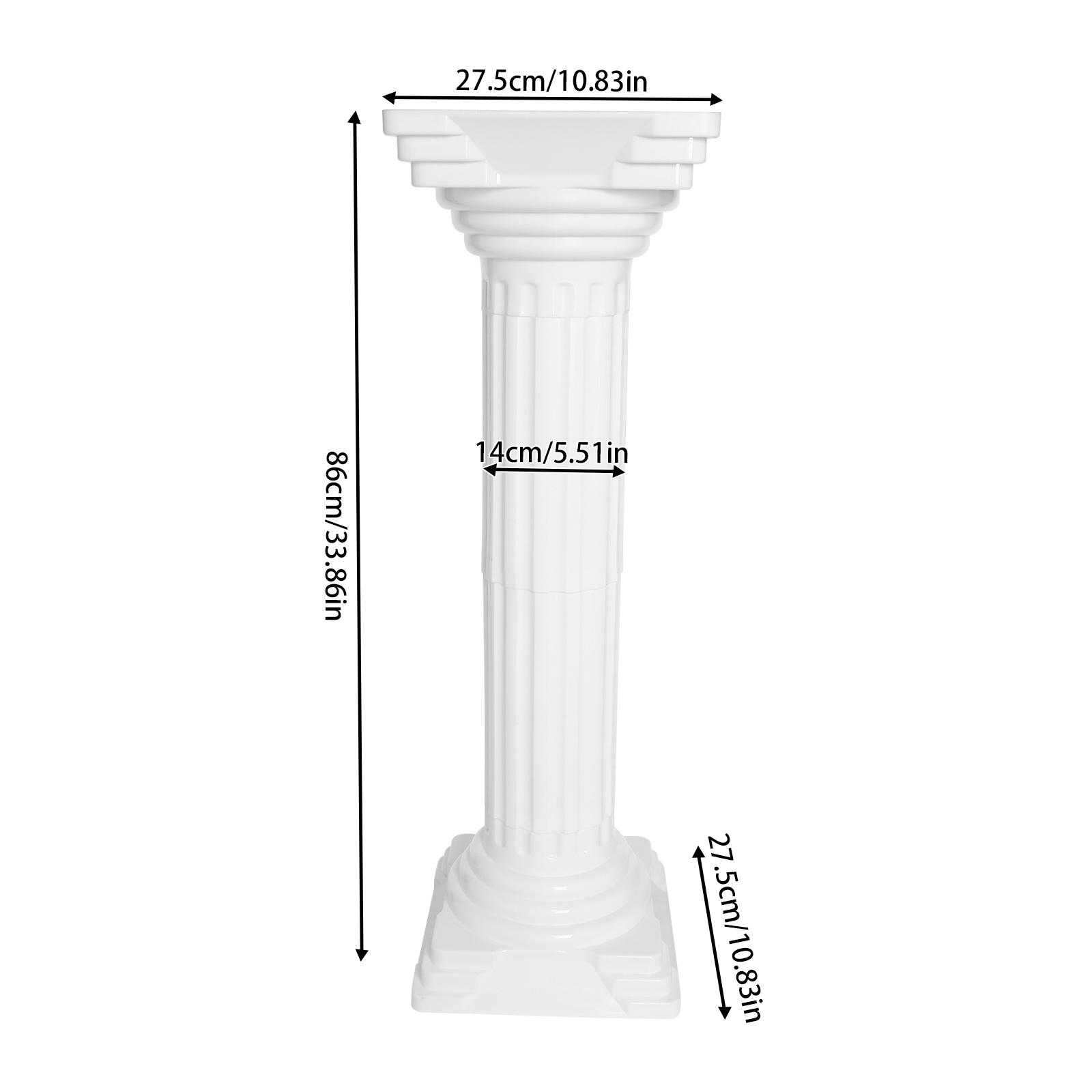 4 Pack White Plastic European Style Columnar Pillars for Garden Wedding Party Decoration Outdoor Courtyard Church Hotel 86cm Tall