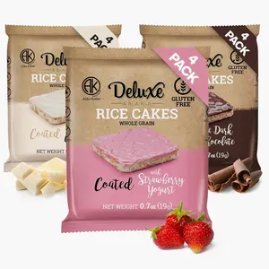 Deluxe & Bla Bla Chocolate Covered Rice Cakes 12 Pack – Whole Grain, Gluten-Free, Kosher Snack – Low-Calorie & Crunchy – Coated with Dark & White Chocolate & Strawberry Yogurt (19g Each)