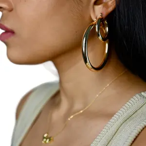 Crown & Clover Gold Waterproof Large Hoops