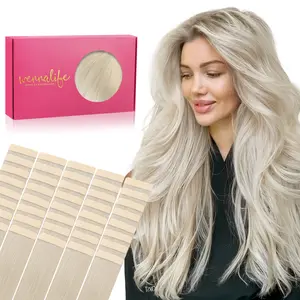 WENNALIFE 100g Tape in Hair Extensions Human Hair 40pcs 14-26 inch Platinum Blonde Hair Extensions Straight Tape in Extensions Remy Human Hair