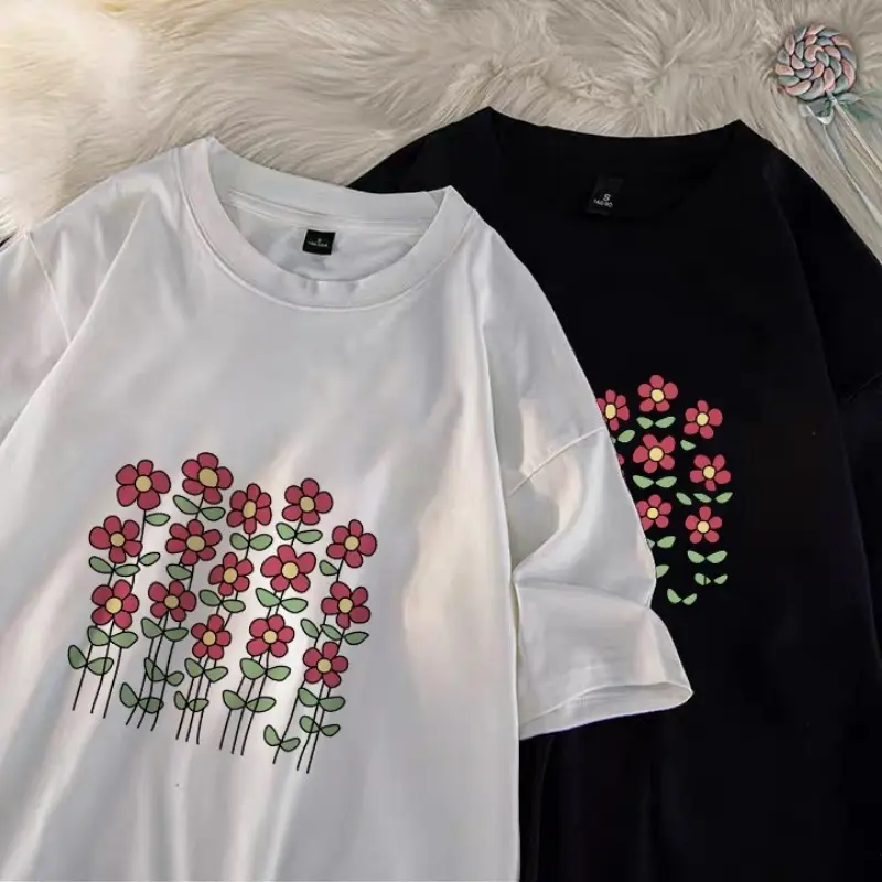 Men's Minimalist Floral Graphic Tee in a Breathable Cotton Fabric, USA-Made Sweat-Wicking Streetwear for Summer Comfort, Short, Ultra-Combed, Direct Factory Support