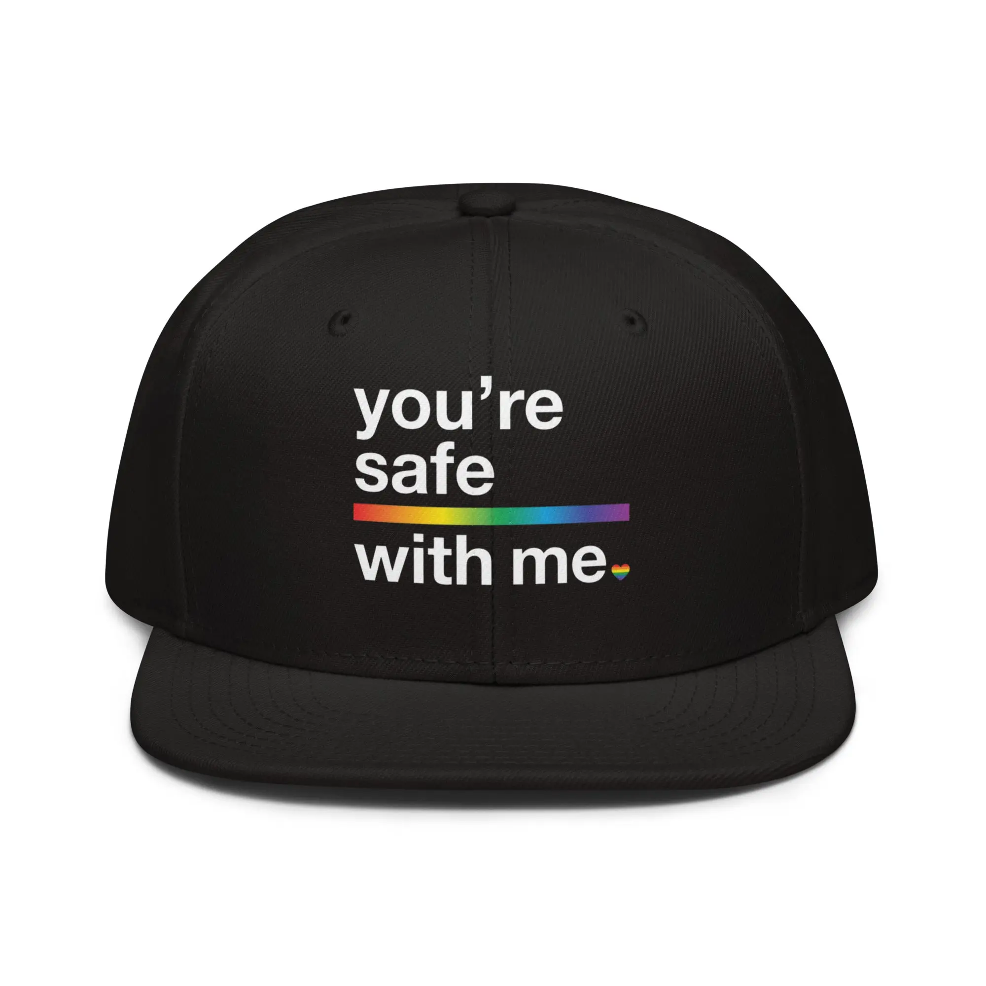 You're Safe With Me Rainbow Structured Cap — Graphic Hat - Snapback
