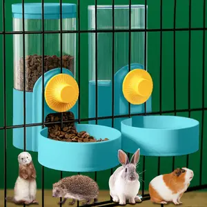 40oz Hanging Automatic Rabbit Food And Water Dispenser  Dog Cage Ferret Feeder Gravity Cat Set Bowl For Bunny Guinea Pig Chinchilla (green)