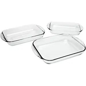 Glass Baking Dish Set, 3 Piece Glass Bakeware Set Kitchen Oven
