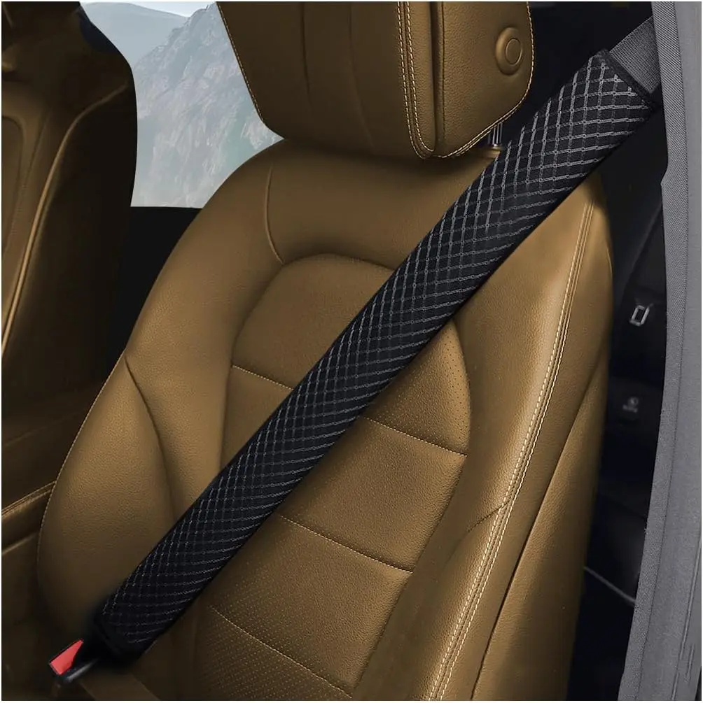 Extra Long  Seat Belt Cover, 2 count Soft  Seatbelt  Strap Cushion Pad, Comfortable Auto Interior  Harness Protector Accessories, Universal for SUV RV  (Black)
