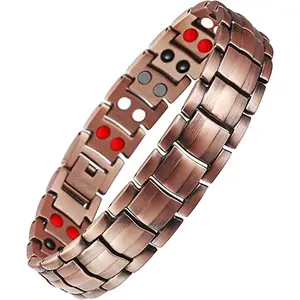 Jecanori Copper Bracelet for Men 4 Kinds Magnetic Bracelets Elegant 99.99% Solid Copper Jewelry with Magnets Trendy Stack Bangle