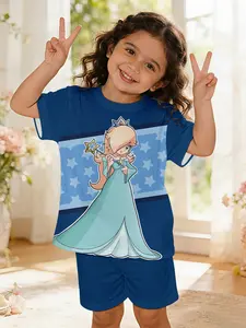 Xingbang Magical Girl Baby Girls Set, Digital Printed 100% Polyester Baby Girls Short Sleeve Outfit, Cute Casual Clothing for Baby Girls, Daily and Outdoor Sports T-shirt, Perfect Gift for Infants and Young Children