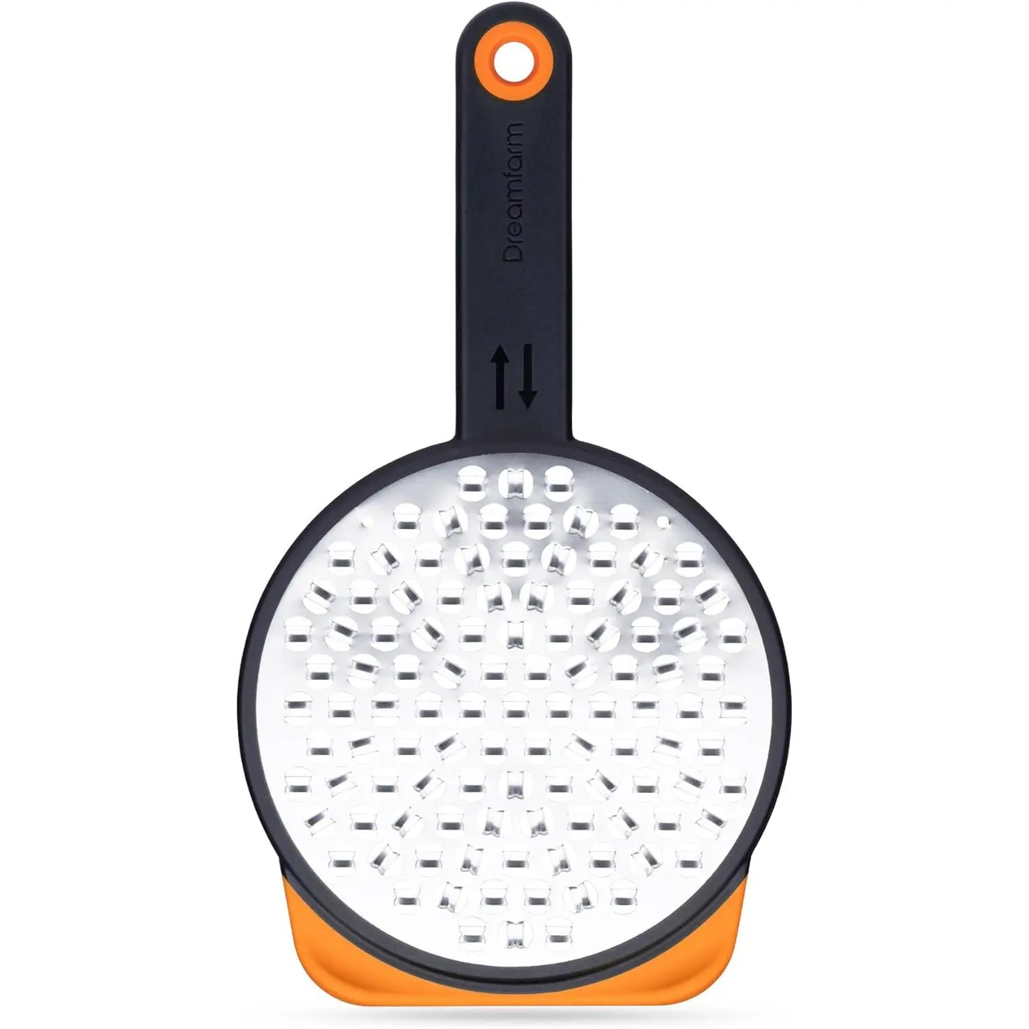 Two-Sided Coarse Food & Vegetable Speed-Grater with Non-Slip Bowl Hook & Foot - 6mm Coarse Grater, Orange