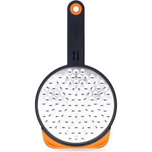 Two-Sided Coarse Food & Vegetable Speed-Grater with Non-Slip Bowl Hook & Foot - 6mm Coarse Grater, Orange
