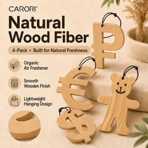 CARORI Wooden Car Air Freshener 4-Pack, Cute Hanging Decor, Lasts 60+ Days, Eco-Friendly and Safe