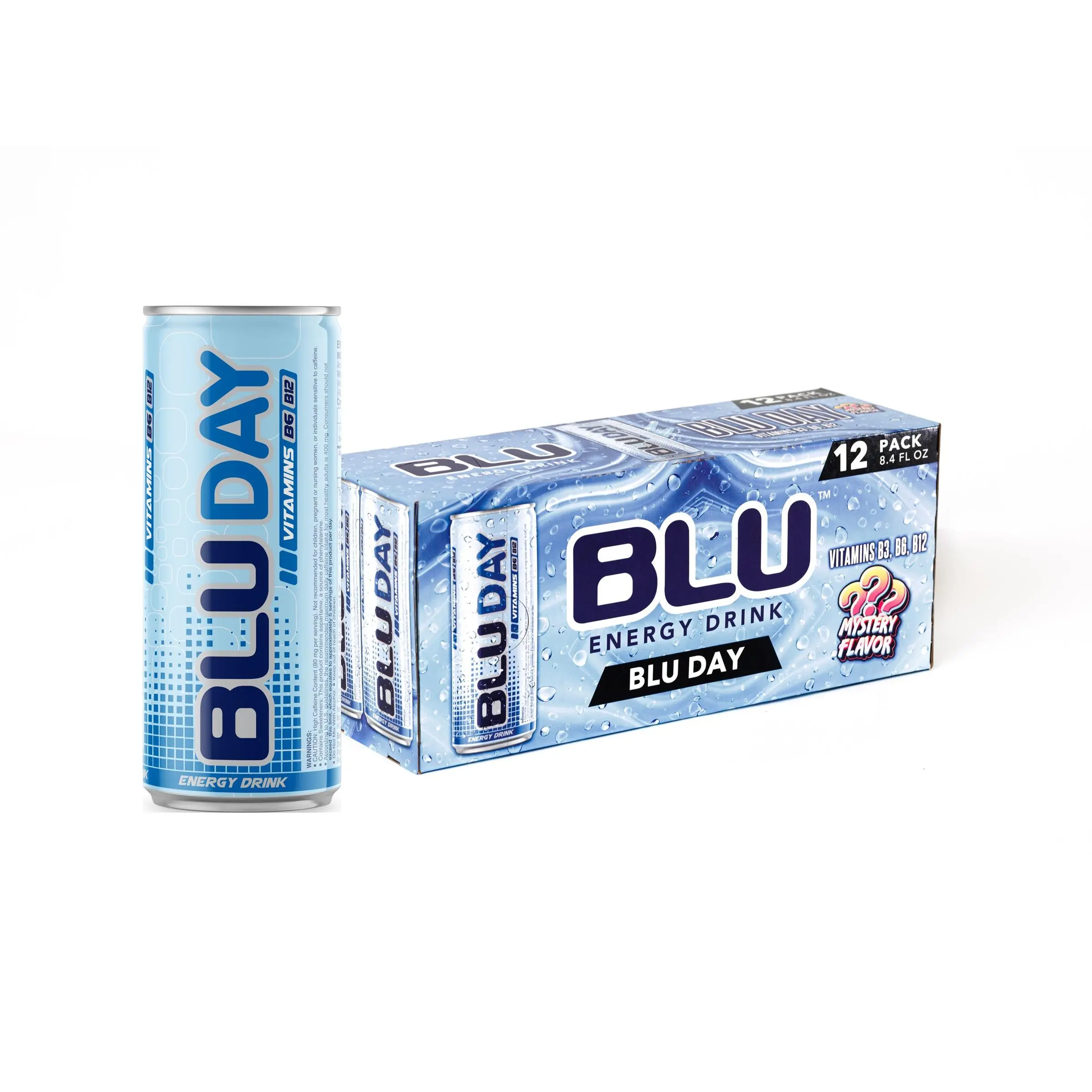 BLU Day 12-Pack Energy Drink - Smooth Refreshing with B Vitamins B3 B6 B12 for Focus & Energy - 8.4 fl oz - Clean Energy Beverage