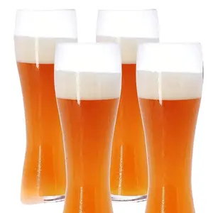 Set of4 Wheat Beer Glasses -20ozCurved Pilsner Glasses for Lager & Craft Beer|Premium Barware,Dishwasher Safe|Enhance Aroma & Flavor|HomeBarEssentials
