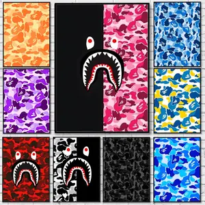 B-bape-ES Poster Waterproof HD Wall Sticker | Self-Adhesive Decorative Art Poster | Fade-Resistant Scratch-Proof for Long-Term Use | Easy to Apply and Clean | for Home Office Bedroom Living Room Kitchen Decor | Gift Idea