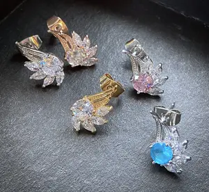 PAIR of CZ Angel Wings 316L Surgical Steel Post 20g Earrings Studs