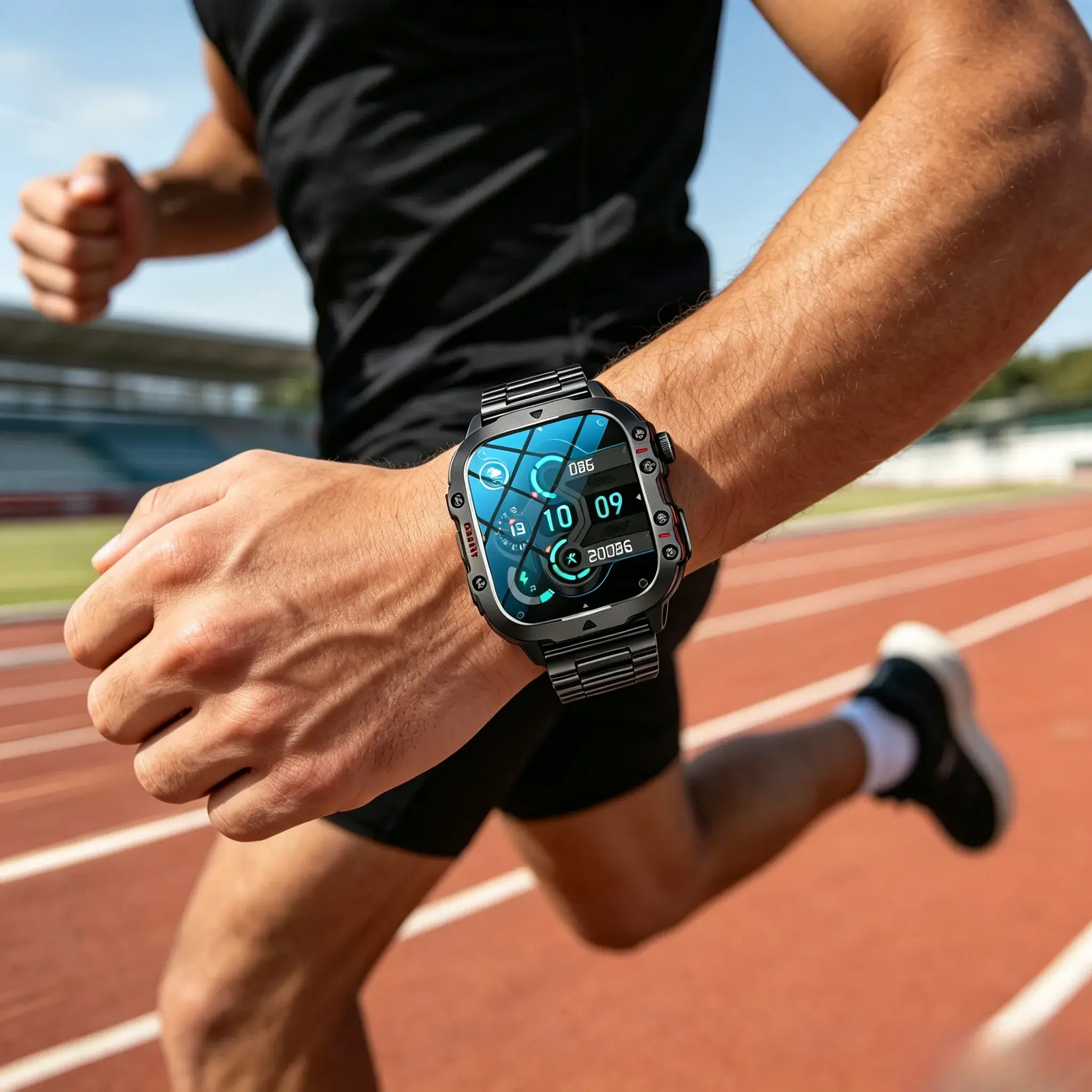Men’s Rugged Durable Outdoor Smart Watch, Waterproof Fitness Sports Watch with Bluetooth Calling, AI Voice Assistant & 100+ Workout Modes Wearable Medical