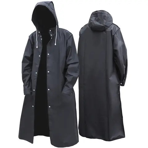 Unisex Eva Waterproof Rainproof Raincoat, Stylish Long Hooded Rain Jacket, Perfect for Strolls in the Rain, Rainy Days, Rainy Season, Available in Multiple Sizes
