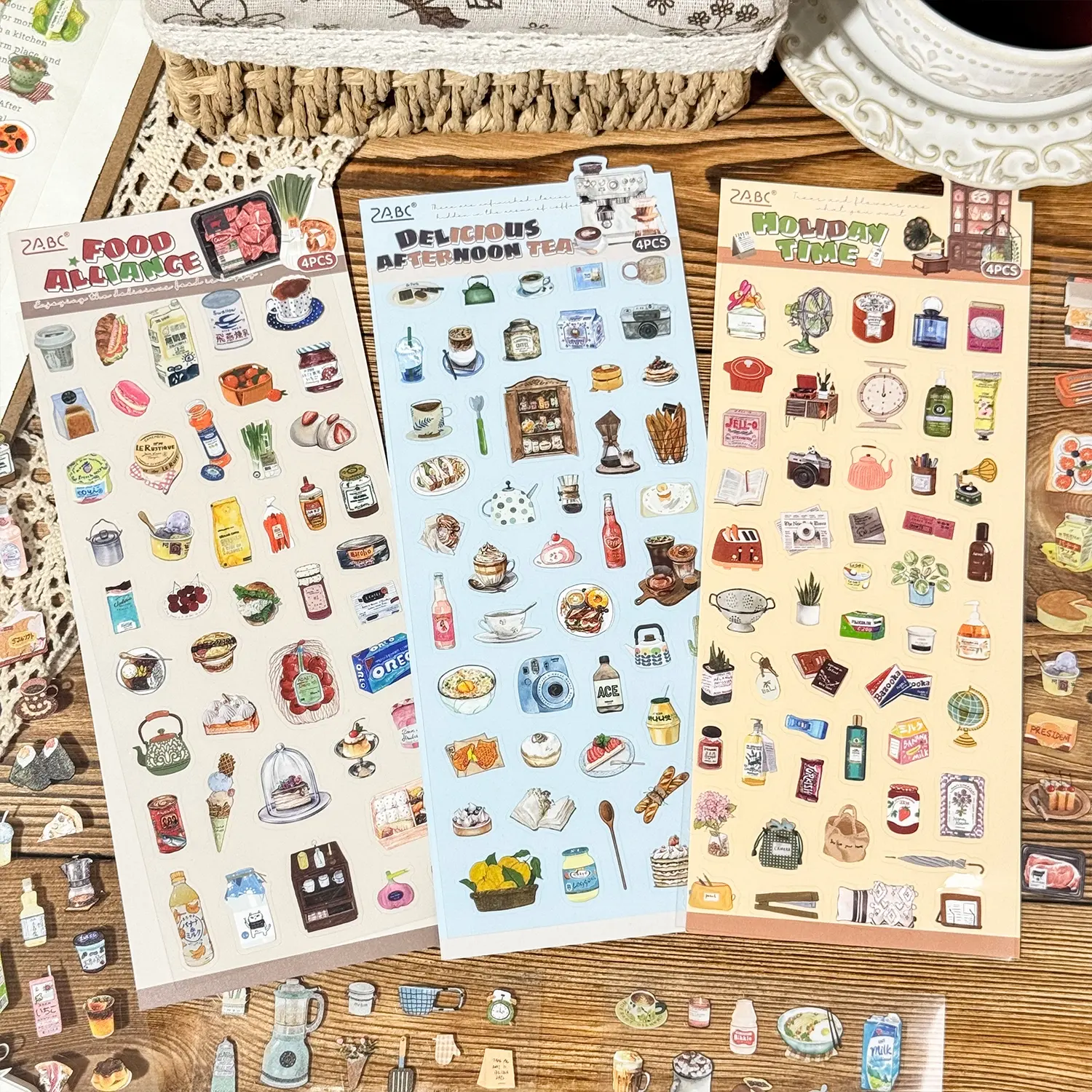 16 Sheets Pet Material Stickers, Sticker Packs, 4 Styles X 4 Sheets Per Bag, DIY Scrapbooking & Journaling Supplies, Decorative Stickers for Crafts, Art Stickers, Scrapbook Materials